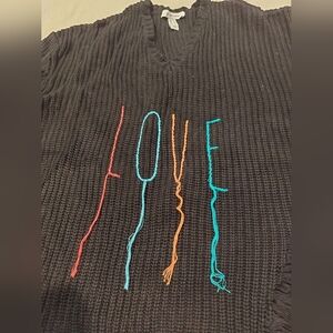 Peace Love World Black Sweater with Colorful LOVE Design